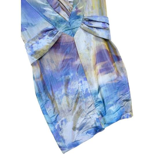 Rene Ruiz Blue Abstract Splatter Metallic Cocktail Dress Formal Womens 4 - Picture 4 of 10